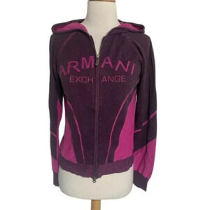 Armani Exchange‎ M maroon + pink hooded zip sweater